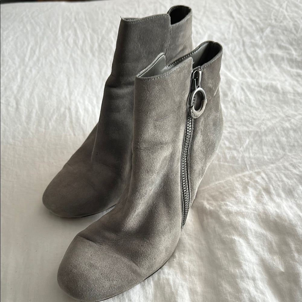 1. State Gray Ankle Booties with Suede Finish